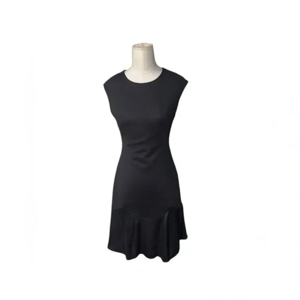 Rebecca Taylor Women's Black Stacy Fit-&-Flare Flounce Dress Sz 2 - Picture 4 of 8